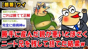 【2chおバカ問題児】【朗報】勝手に産んだ親が悪いとほざくニート兄を残して捨てた結果ww【2ch面白いスレ】