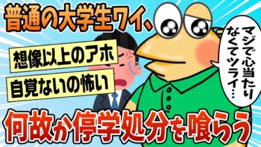 【なんJ民の巣窟】【2ch面白スレ】○○しただけやん…。普通の大学生ワイ、なぜか停学処分になってしまう【ゆっくり解説】