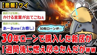 【2chおバカ問題児】【悲報】30年ローンで購入したマイホームが1週間後に燃え尽きたんだがww【2ch面白いスレ】