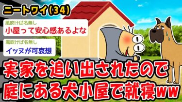 【2chおバカ問題児】【悲報】実家を追い出されたので庭にある犬小屋で就寝ww【2ch面白いスレ】