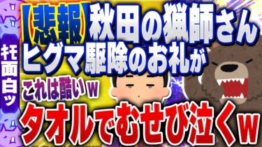 【ハチとオシン 】【ｷﾓ面白い2chスレ】秋田の猟師、ヒグマ駆除のお礼がタオルでむせび泣く…【ゆっくり解説】