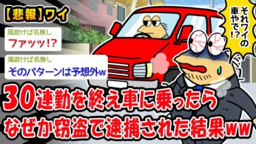 【2ch人情屋台】【悲報】30連勤を終え車に乗ったらなぜか窃盗で逮捕された結果ww【2ch面白いスレ】