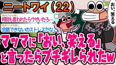 【2chの面白い話題】【2ch面白いスレ】「ママに向かって『おい、笑えるわ』って言ったらブチ切れられたんだけど、なんで？w」【ゆっくり解説】【バカ】【悲報】