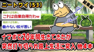 【2chおバカ問題児】【悲報】ナマポで20年間生きてきたが突然打ち切られ路上生活に突入。他4本を加えた総集編【2ch面白いスレ】