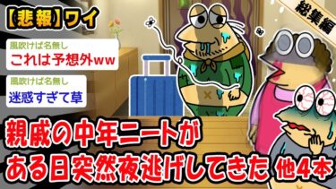 【2chおバカ問題児】【悲報】親戚の中年ニートがある日突然夜逃げしてきた。他4本を加えた総集編【2ch面白いスレ】