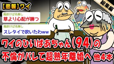 【2ch人情屋台】【悲報】ワイのひいばあちゃん(94)の不倫がバレて超熟年離婚へ。他4本を加えた総集編【2ch面白いスレ】