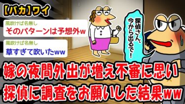 【2ch人情屋台】【バカ】嫁が夜中に夜間外出が増え探偵に調査をお願いした結果ww【2ch面白いスレ】