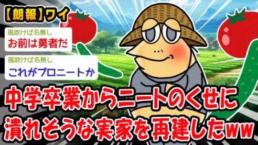 【2ch人情屋台】【朗報】中学卒業からニートのくせに潰れそうな実家を再建したww【2ch面白いスレ】