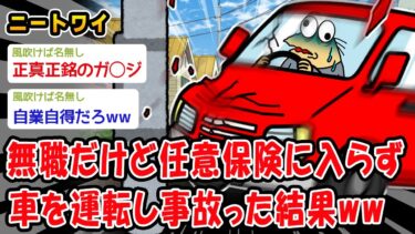 【2chおバカ問題児】【バカ】無職だけど任意保険に入らず車を運転し事故った結果ww【2ch面白いスレ】