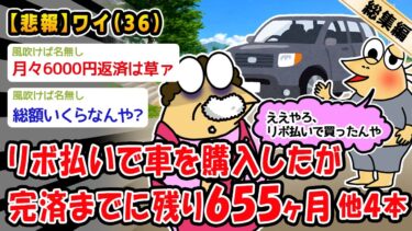 【2ch人情屋台】【悲報】リボ払いで車を購入したが完済までに残り655ヶ月。他4本を加えた総集編【2ch面白いスレ】