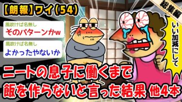 【2chおバカ問題児】【朗報】ニートの息子に働くまで飯を作らないと言った結果。他4本を加えた総集編【2ch面白いスレ】