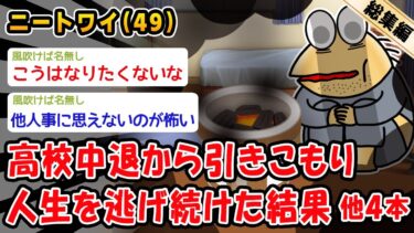 【2chおバカ問題児】【悲報】高校中退から引きこもり人生を逃げ続けた結果。他4本を加えた総集編【2ch面白いスレ】