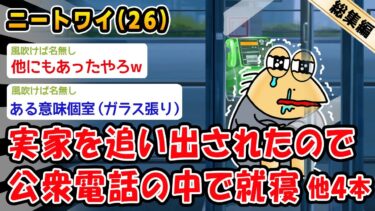 【2chおバカ問題児】【悲報】実家を追い出されたので公衆電話の中で就寝。他4本を加えた総集編【2ch面白いスレ】