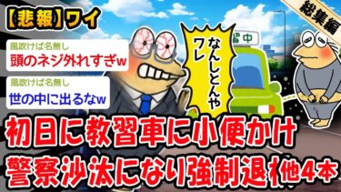 【2chおバカ問題児】【悲報】入校初日に教習車に小便かけ警察沙汰になり強制退校。他4本を加えた総集編【2ch面白いスレ】