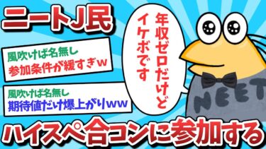 【俺たち天才なんJ民】【悲報】ニートJ民、ハイスペ合コンに参加してしまうｗｗｗ【2ch面白いスレ】【ゆっくり解説】