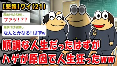 【2ch人情屋台】【悲報】順調な人生だったはずがハゲが原因で人生狂ったww【2ch面白いスレ】