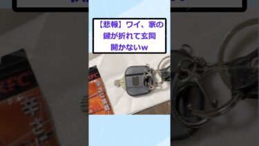 【2chが好きなんだお】【2ch面白いスレ】【悲報】ワイ、家の鍵が折れて玄関開かないｗ