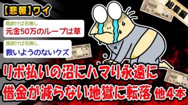 【2ch人情屋台】【悲報】リボ払いの沼にハマり永遠に借金が減らない地獄に転落。他4本を加えた総集編【2ch面白いスレ】