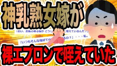 【2chで笑いを叫ぶ】神乳熟女嫁が裸エプロンで咥えていた【2ch修羅場スレ】