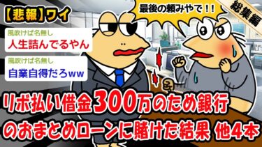 【2ch人情屋台】【悲報】リボ払い借金300万のため銀行のおまとめローンに賭けた結果。他4本を加えた総集編【2ch面白いスレ】