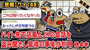 【2chおバカ問題児】【悲報】バイト先で店長とJKの会話を盗み聞きし驚愕の事実が判明。他4本を加えた総集編【2ch面白いスレ】