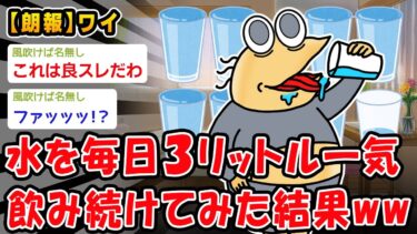 【2ch人情屋台】【朗報】水を毎日3リットル飲み続けてみた結果ww【2ch面白いスレ】