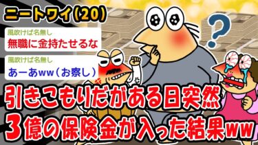 【2ch人情屋台】【朗報】引きこもりだがある日突然3億の保険金が入った結果ww【2ch面白いスレ】