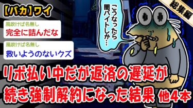 【2ch人情屋台】【バカ】リボ払い中だが返済の遅延が続き強制解約になった結果。他4本を加えた総集編【2ch面白いスレ】