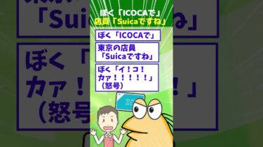 【なんJ民の巣窟】【2ch面白】ぼく「ICOCAで」東京の店員「Suicaですね」