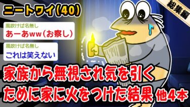 【2chおバカ問題児】【悲報】家族から無視され気を引くために家に火をつけた結果。他4本を加えた総集編【2ch面白いスレ】