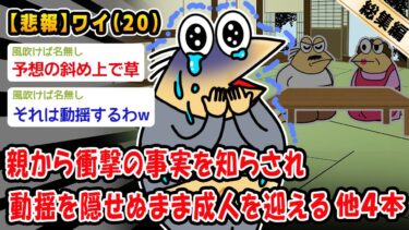 【2ch人情屋台】【悲報】親から衝撃の事実を知らされ動揺を隠せぬまま成人を迎える。他4本を加えた総集編【2ch面白いスレ】