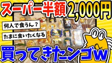 【2ch面白キッチン】【2ch面白いスレ】ワイ、スーパーで2000円！大量の半額商品買ってしまうwww