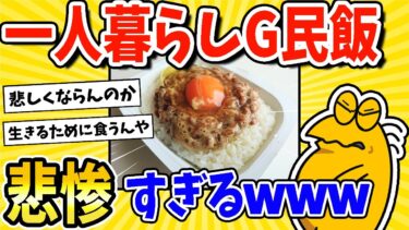 【2ch面白キッチン】【2ch面白いスレ】一人暮らしG民の飯、悲惨すぎるwww