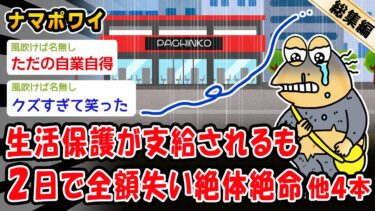 【2chおバカ問題児】【悲報】生活保護が支給されるも2日で全額失い絶体絶命。他4本を加えた総集編【2ch面白いスレ】